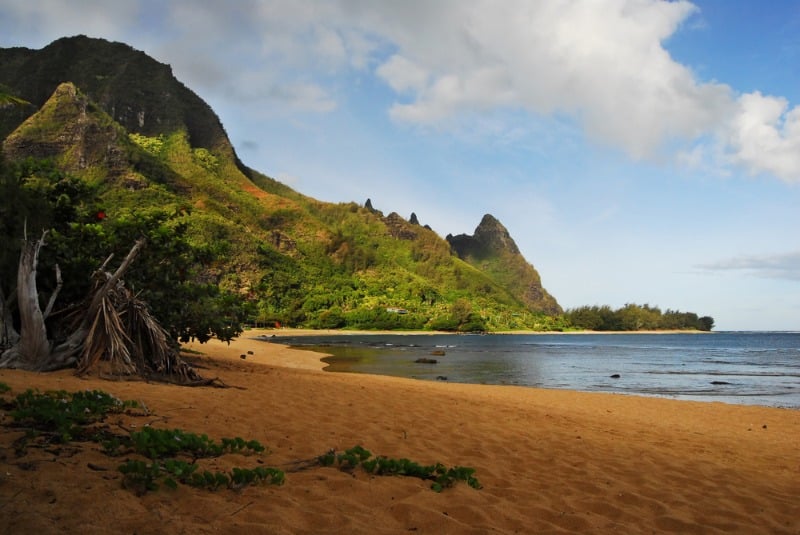 Fall in Hawaii: A beautiful beach in Hawaii during the autumn months.