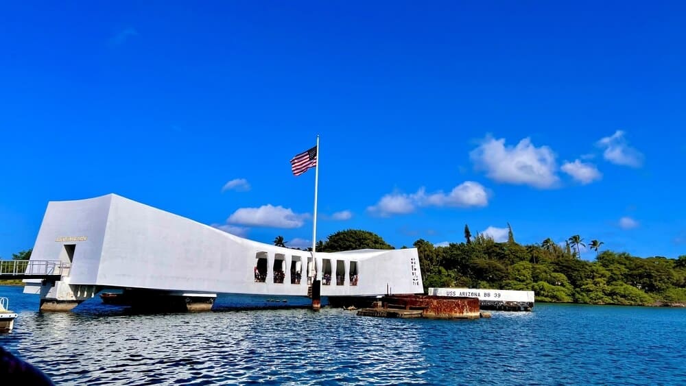 Your Guide to Tours of Pearl Harbor Historic Sites: A photo of the USS Arizona Memorial